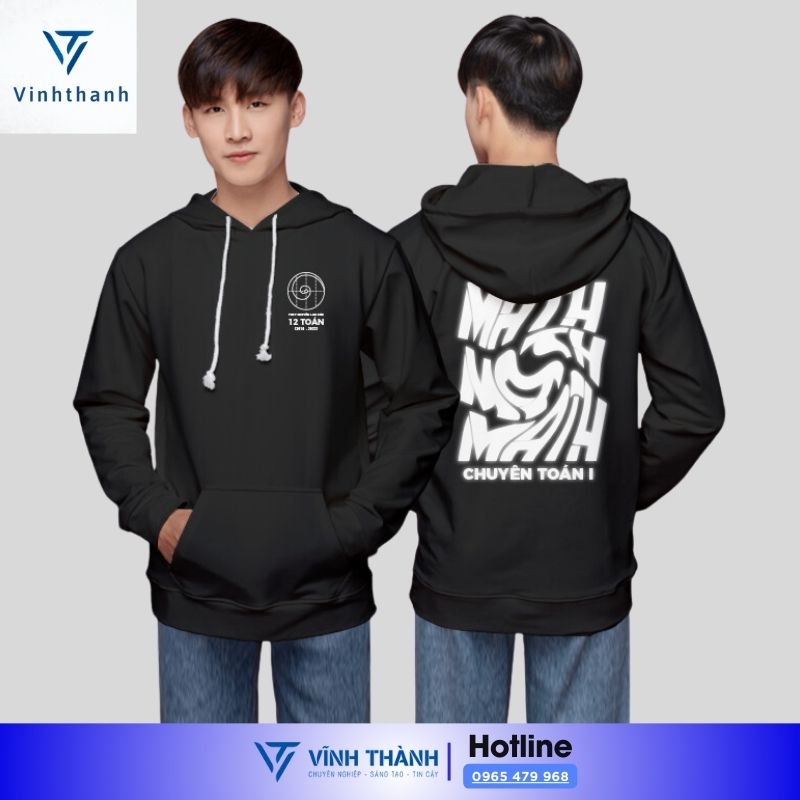 Áo hoodie đồng phục lớp màu đen