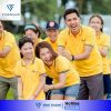 Áo đồng phục có cổ teambuilding màu vàng